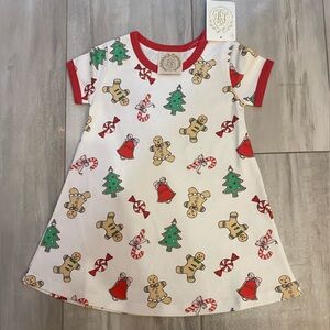 NWT TBBC Pima Cotton Polly Play Dress in Festive Sugar Plum Christmas Print, 2T